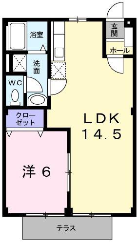 グリーンハイツ三木(1LDK/1階)の間取り写真
