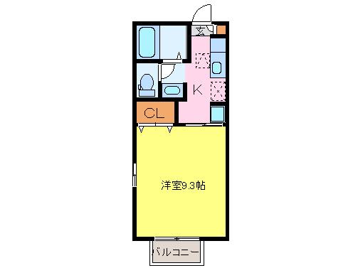 ボヌ ジェリネ(1K/2階)の間取り写真