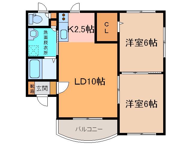 エスペランサIII(2LDK/2階)の間取り写真