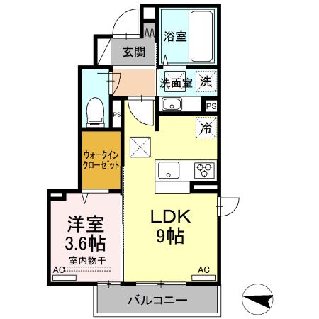 グランフォレMI(1LDK/1階)の間取り写真