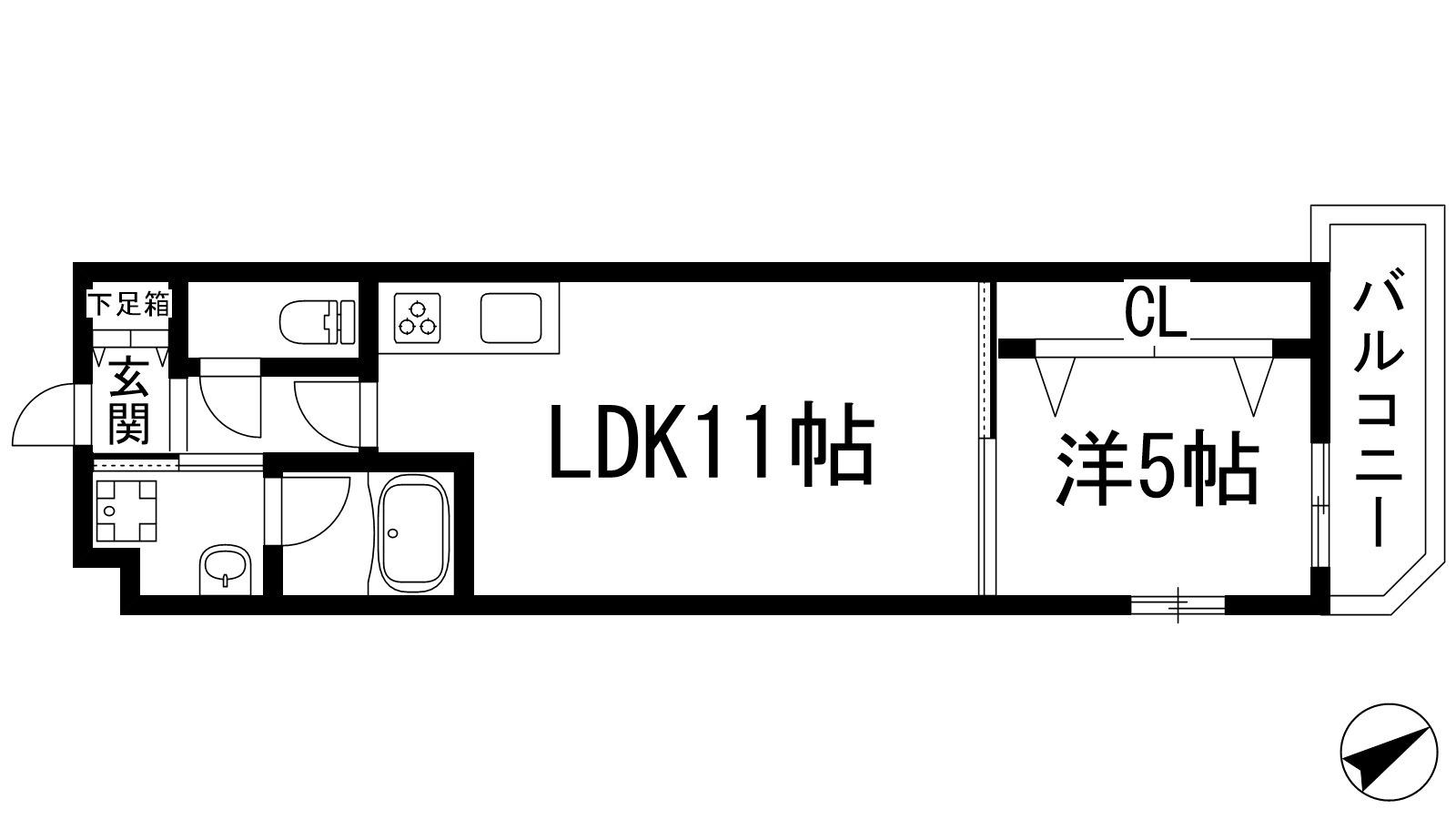 グランツ石橋(1LDK/3階)の間取り写真