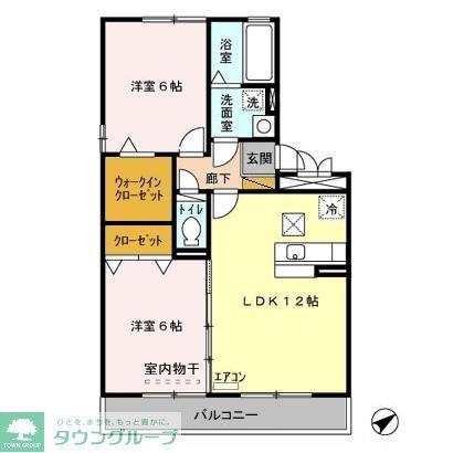 ヴァン・ボヌール(2LDK/1階)の間取り写真