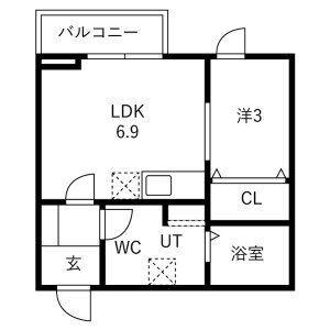 クレール貝ヶ森(1LDK/1階)の間取り写真