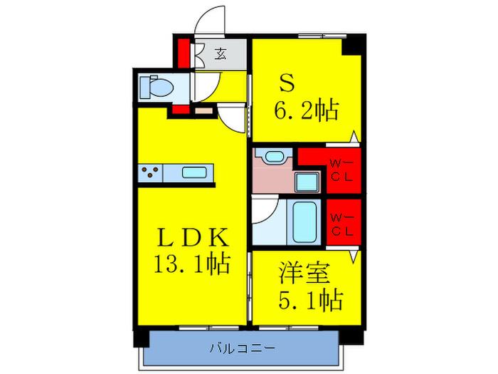 ERBA(1SLDK/3階)の間取り写真