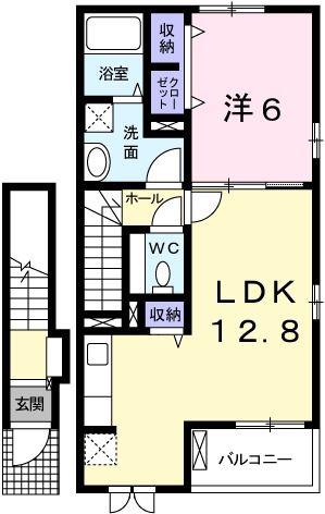 ラ・クレール・メゾン(1LDK/2階)の間取り写真