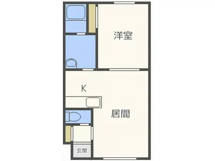 ウイング北14条(1LDK/1階)の間取り写真