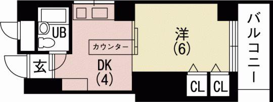 ルネッサンス広川(1DK/4階)の間取り写真