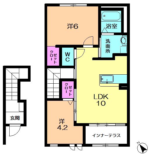 エスポワール(2LDK/2階)の間取り写真