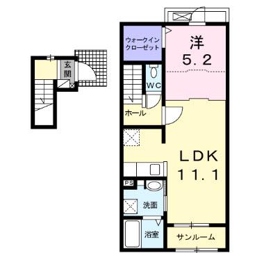 さくらみらい22(1LDK/2階)の間取り写真
