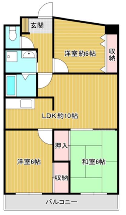 ヴィラはぎわら(3LDK/4階)の間取り写真