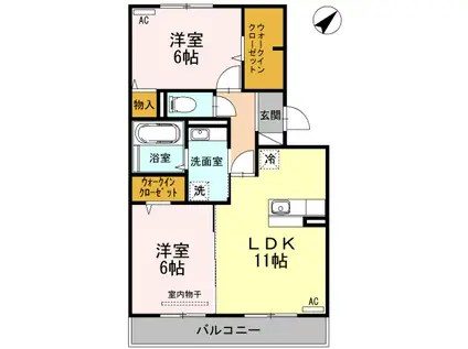 オッツファルコン 102(2LDK/1階)の間取り写真