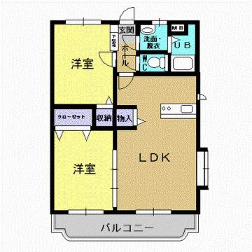 グランコート(2LDK/3階)の間取り写真