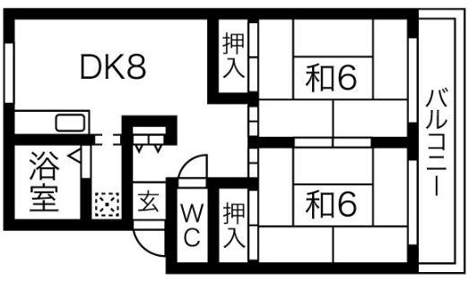 プレジール鹿野(2LDK/2階)の間取り写真