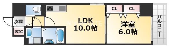メルディアキューブ新長田(1LDK/2階)の間取り写真
