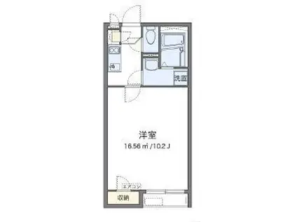 クレイノ湘南美住町(1K/2階)の間取り写真