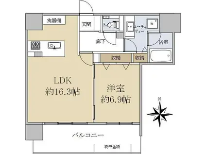 クルーザーバレー札幌プレミアム(1LDK/10階)の間取り写真