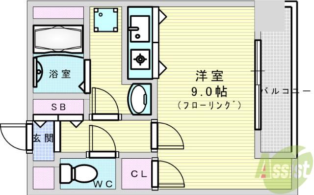C-WING(ワンルーム/1階)の間取り写真
