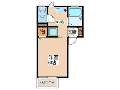 ラナ・ヴェルデ(1K/2階)の間取り写真