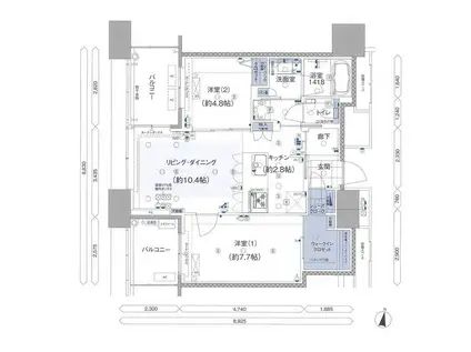 アイランドシティ オーシャン&フォレストタワーレジデンスイースト(2LDK/28階)の間取り写真