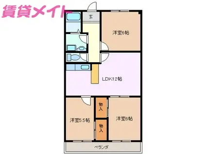 ボヌールシャトー(3LDK/4階)の間取り写真