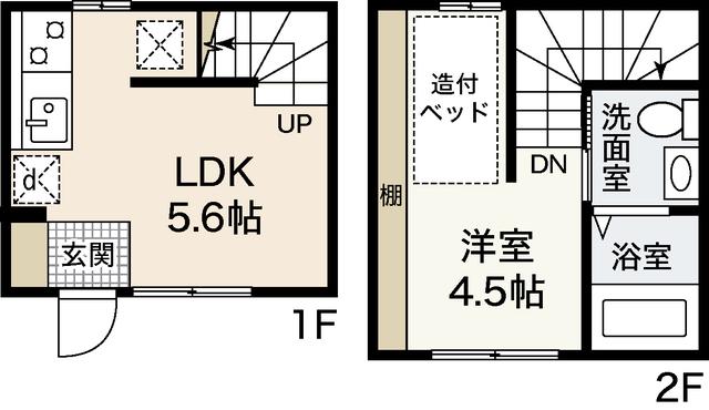 メゾネットSHOZOKU(1DK/1階)の間取り写真
