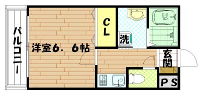 MOCO-01(1K/2階)の間取り写真