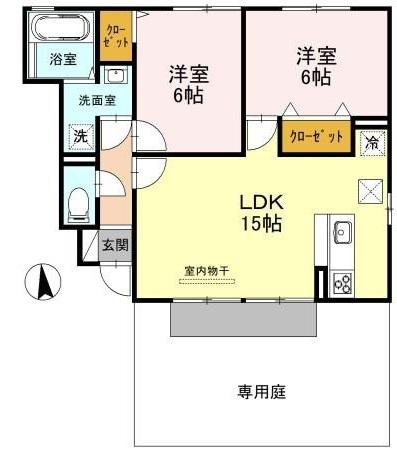 グレイスコート水谷(2LDK/1階)の間取り写真