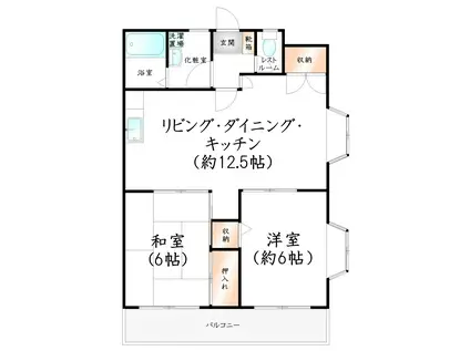 ヒルサイドテラス(2LDK/3階)の間取り写真