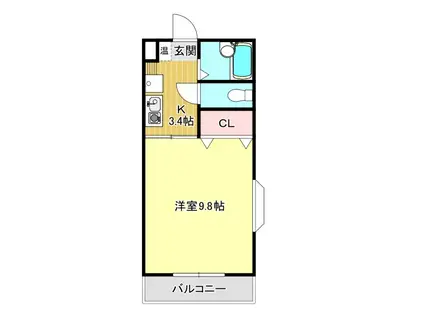 エスポワール(1K/4階)の間取り写真