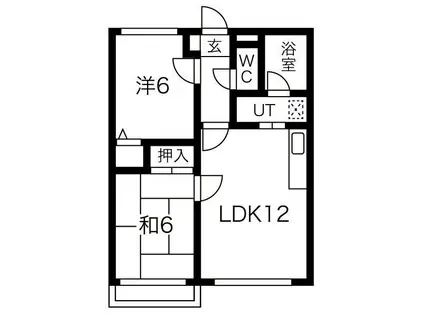 ソシアルコート伏見(2LDK/1階)の間取り写真