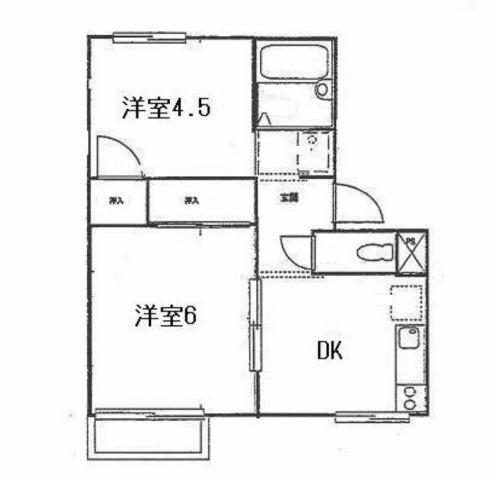 プレジール緑ヶ丘(2DK/2階)の間取り写真