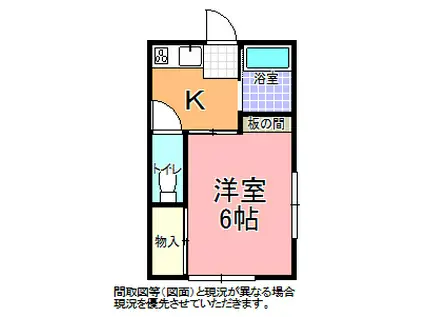 ピープルハイツ 2号棟(1K/2階)の間取り写真
