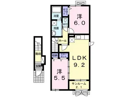 エテルノ・ソーレ(2LDK/2階)の間取り写真