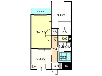 カルム鹿ノ子清水(2DK/3階)の間取り写真