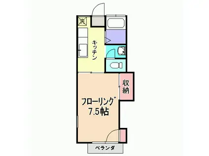 ライフアップ東海II(1K/1階)の間取り写真