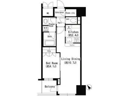エスティメゾン四谷坂町(1LDK/3階)の間取り写真