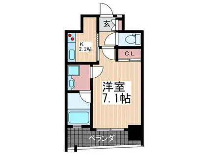 ルービンス宇品海岸II(1K/5階)の間取り写真