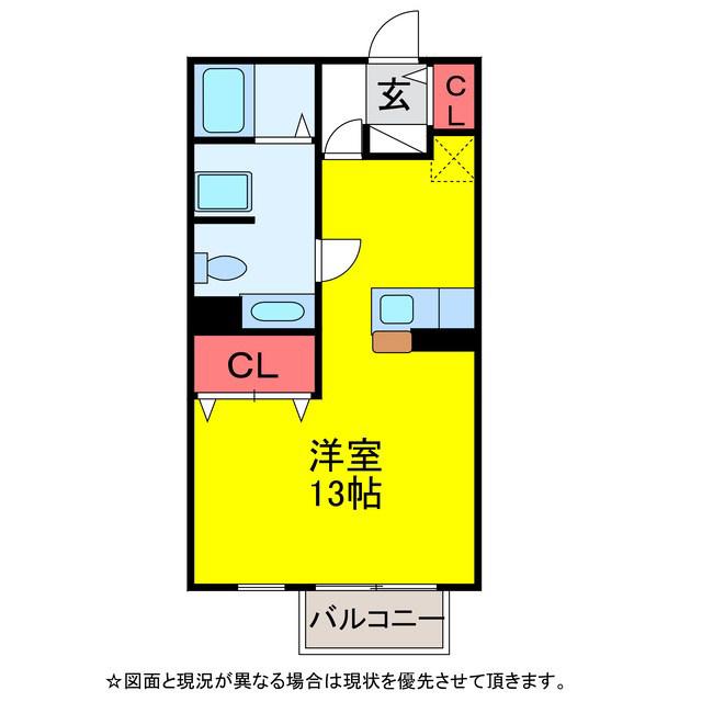 リヴェール(ワンルーム/1階)の間取り写真