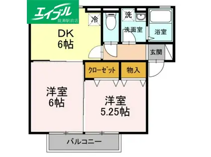 コンフォール(2DK/2階)の間取り写真