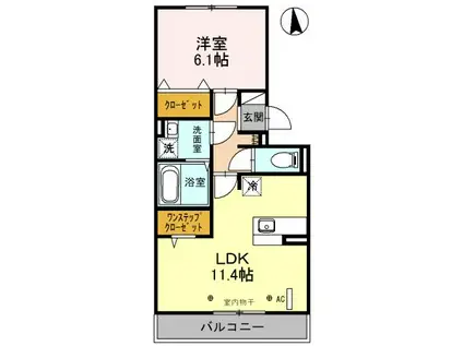 グレードV(1LDK/3階)の間取り写真
