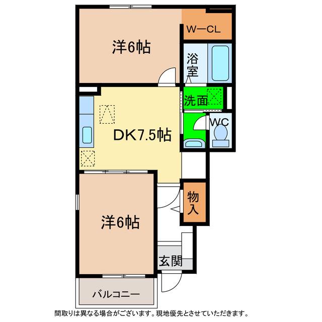 ミルト住吉III(2DK/1階)の間取り写真