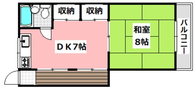 西ハイツ(1DK/2階)の間取り写真