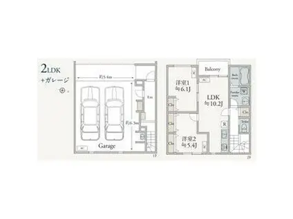 MOTO GARAGE(2LDK/2階)の間取り写真