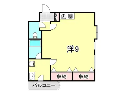 パインコート浜芦屋(ワンルーム/3階)の間取り写真