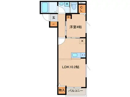 GRAND CHARIOT K 大和町(1LDK/1階)の間取り写真