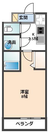 ネクスフィーダ二軒茶屋(1K/2階)の間取り写真