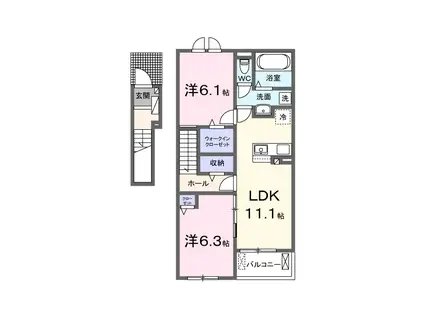 クレメントハイツ江津(2LDK/2階)の間取り写真