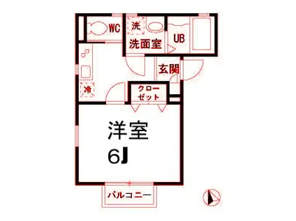 メープルハウス(1K/1階)の間取り写真