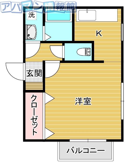 コーポたんぽぽ(1K/1階)の間取り写真