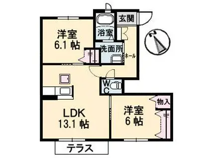 ヴィラ・ロトス A棟(2LDK/1階)の間取り写真